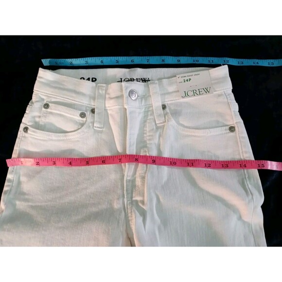 J.Crew Billie 9" demi-boot Mid-Rise Raw Hem Crop Jeans White Wash Size 24P NWT - Picture 10 of 12